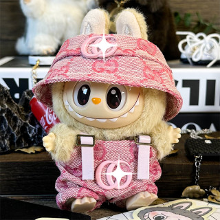 2025.06.13 Labubu Clothes Pink suit (fisherman's hat + overalls)